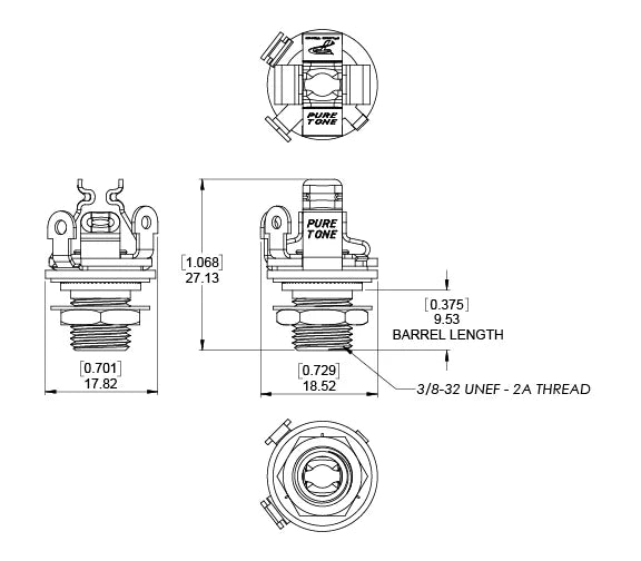 Loose PureTone Guitar Jack (1/4" Input / Output)